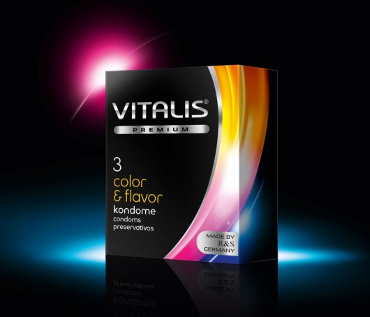 Цветные ароматизированные презервативы VITALIS PREMIUM color   flavor - 3 шт. - Vitalis - купить с доставкой в Прокопьевске