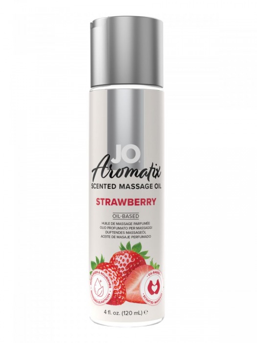 Массажное масло JO Aromatix Massage Oil Strawberry с ароматом клубники - 120 мл. - System JO - купить с доставкой в Прокопьевске