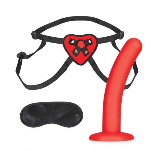 Красный поясной фаллоимитатор Red Heart Strap on Harness   5in Dildo Set - 12,25 см. - Lux Fetish - купить с доставкой в Прокопьевске