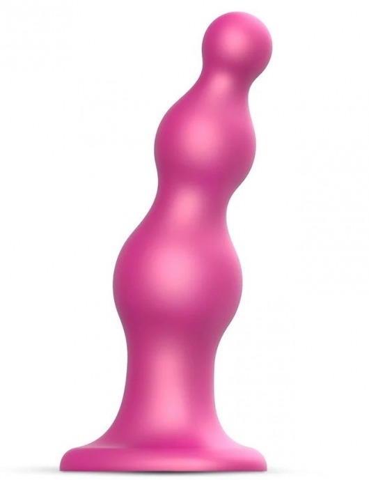 Розовая насадка Strap-On-Me Dildo Plug Beads size S - Strap-on-me - купить с доставкой в Прокопьевске