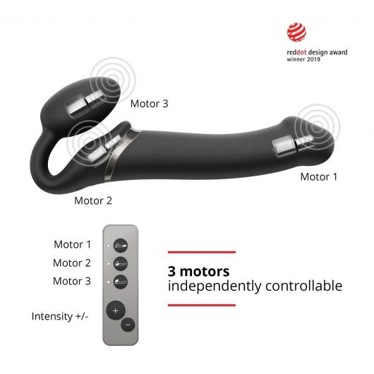 Черный безремневой вибрострапон Silicone Bendable Strap-On - size XL - Strap-on-me - купить с доставкой в Прокопьевске