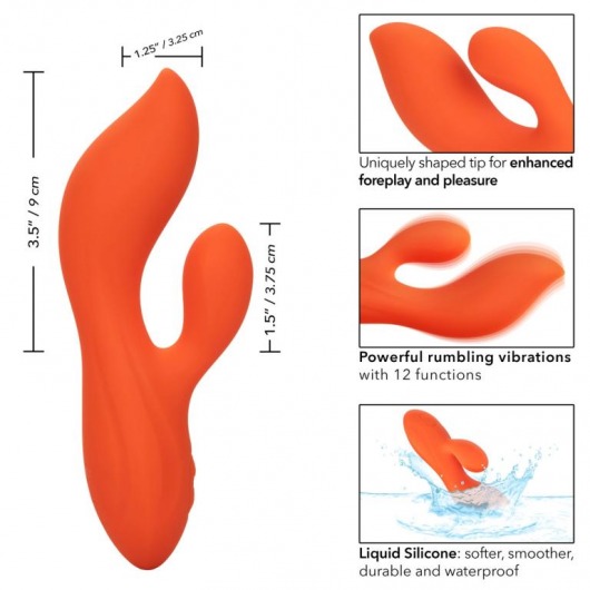 Оранжевый вибратор-кролик Liquid Silicone Dual Teaser - California Exotic Novelties