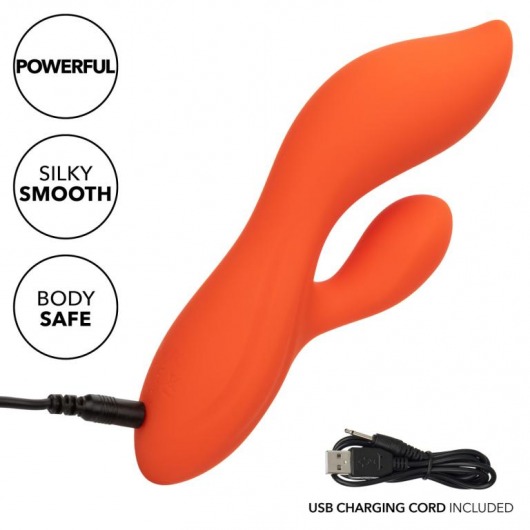 Оранжевый вибратор-кролик Liquid Silicone Dual Teaser - California Exotic Novelties