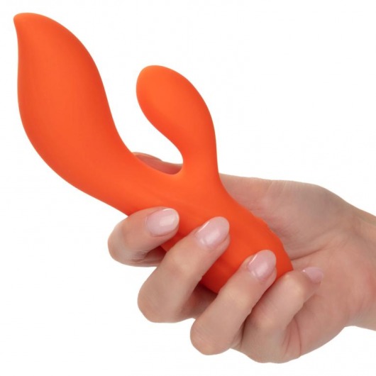 Оранжевый вибратор-кролик Liquid Silicone Dual Teaser - California Exotic Novelties