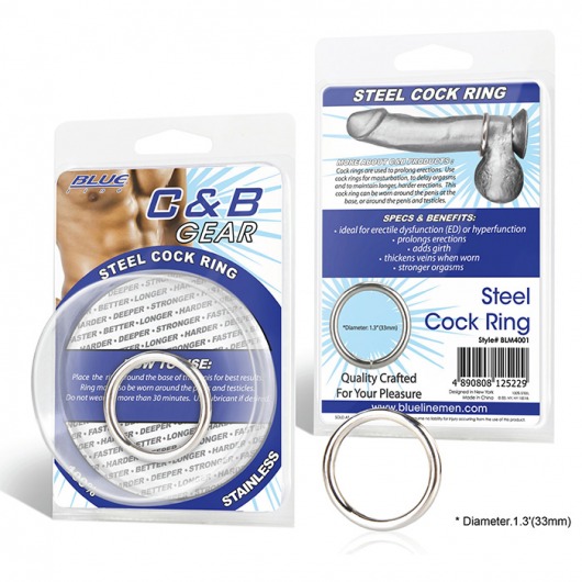 Стальное эрекционное кольцо STEEL COCK RING - 3.5 см. - BlueLine - в Прокопьевске купить с доставкой