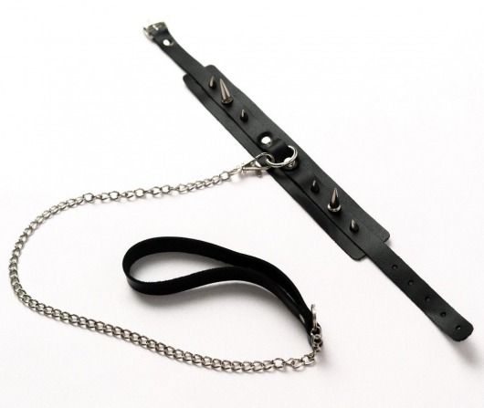 Черный ошейник с шипами и поводком - Crazy Handmade - купить с доставкой в Прокопьевске