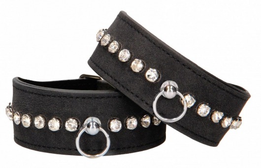 Черные поножи Diamond Studded Ankle Cuffs - Shots Media BV - купить с доставкой в Прокопьевске