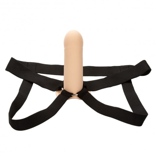 Телесный фаллопротез из силикона Extension with Harness - 15,75 см. - California Exotic Novelties - купить с доставкой в Прокопьевске