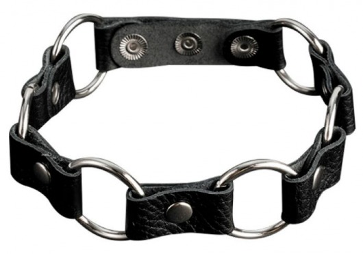 Кожаный черный ошейник с кольцами - Sitabella - купить с доставкой в Прокопьевске