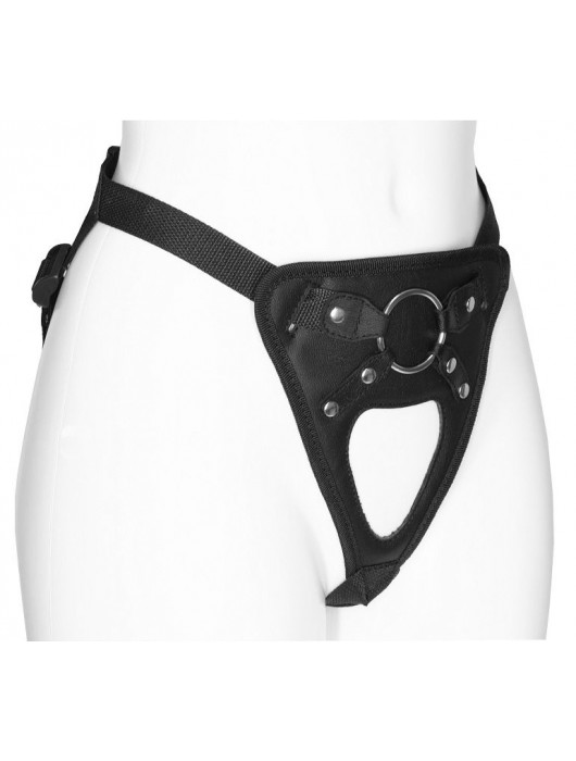 Черный универсальный пояс с фиксацией насадок кольцом - LOVETOY (А-Полимер) - купить с доставкой в Прокопьевске