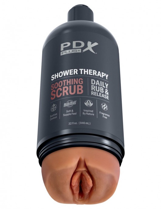 Мастурбатор-вагина цвета карамели Shower Therapy Soothing Scrub - Pipedream - в Прокопьевске купить с доставкой