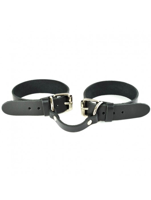 Черные кожаные наручники со съемной красной опушкой - Sitabella - купить с доставкой в Прокопьевске