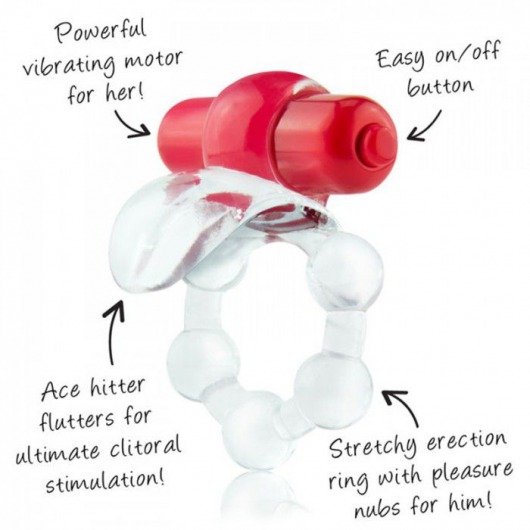 Виброкольцо с язычком и красным виброэлементом Overtime - Screaming O - в Прокопьевске купить с доставкой