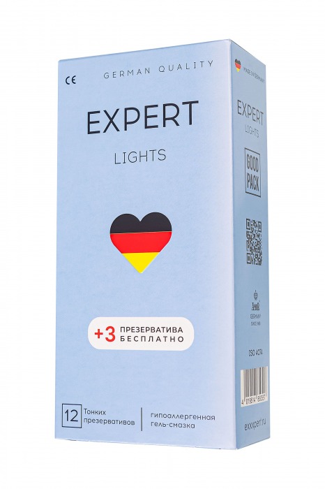 Ультратонкие презервативы EXPERT Lights - 12 шт.(+3 в подарок) - Expert - купить с доставкой в Прокопьевске