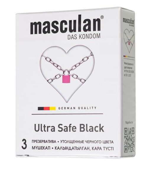 Ультрапрочные презервативы Masculan Ultra Safe Black - 3 шт. - Masculan - купить с доставкой в Прокопьевске