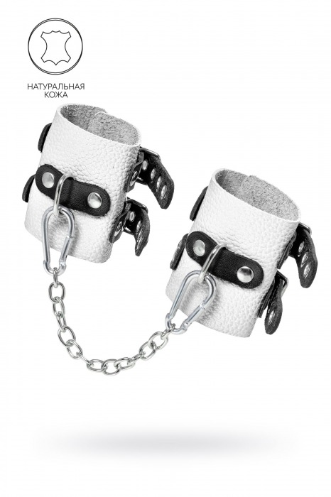 Бело-черные наручники с двумя ремешками и люверсами - Pecado - купить с доставкой в Прокопьевске