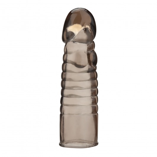 Дымчатая насадка-удлинитель Ribbed Realistic Penis Enhancing Sleeve Extension - 15,2 см. - BlueLine - в Прокопьевске купить с доставкой