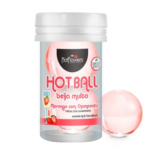 Лубрикант на масляной основе Hot Ball Beija Muito с ароматом клубники и шампанского (2 шарика по 3 гр.) - HotFlowers - купить с доставкой в Прокопьевске