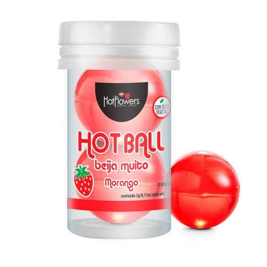 Лубрикант на масляной основе Hot Ball Beija Muito с ароматом клубники (2 шарика по 3 гр.) - HotFlowers - купить с доставкой в Прокопьевске