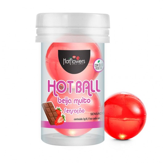 Лубрикант на масляной основе Hot Ball Beija Muito с ароматом шоколада и клубники (2 шарика по 3 гр.) - HotFlowers - купить с доставкой в Прокопьевске