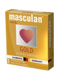 Презервативы Masculan Ultra Gold с золотым напылением и ароматом ванили - 3 шт. - Masculan - купить с доставкой в Прокопьевске