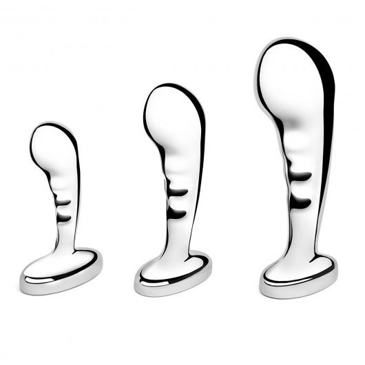 Набор из 3 стальных стимуляторов простаты Stainless Steel P-spot Training Set - b-Vibe - в Прокопьевске купить с доставкой