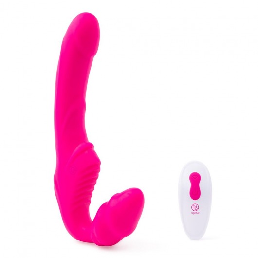 Розовый безремневой страпон на радиоуправлении Strapless Together - 22 см. - Together Toy - купить с доставкой в Прокопьевске