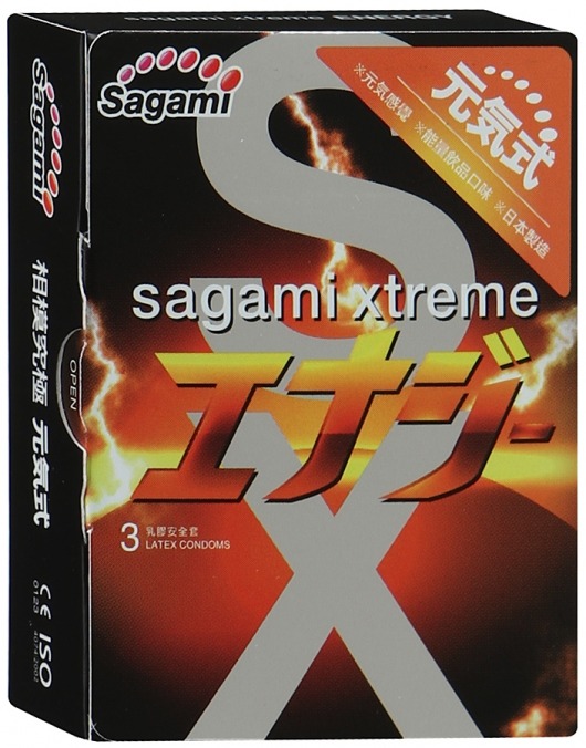 Презервативы Sagami Xtreme ENERGY с ароматом энергетика - 3 шт. - Sagami - купить с доставкой в Прокопьевске