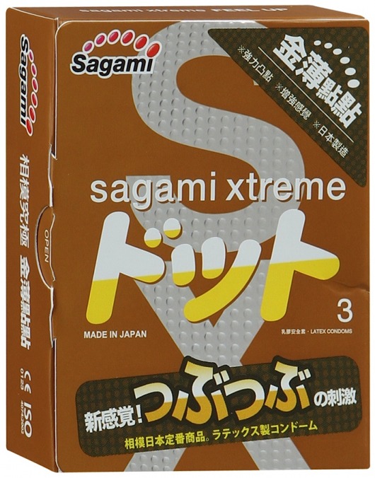 Презервативы Sagami Xtreme FEEL UP с точечной текстурой и линиями прилегания - 3 шт. - Sagami - купить с доставкой в Прокопьевске