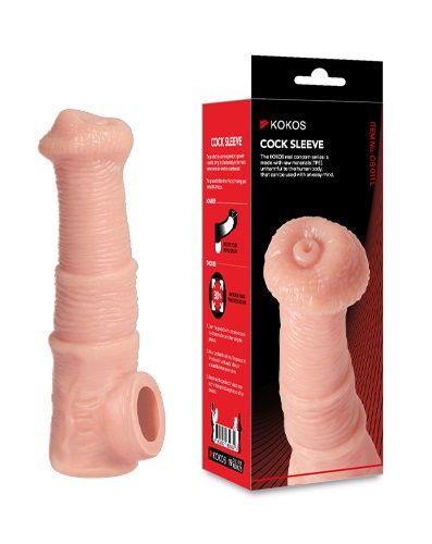 Телесная фантазийная насадка на член Cock Sleeve Size M - KOKOS - в Прокопьевске купить с доставкой