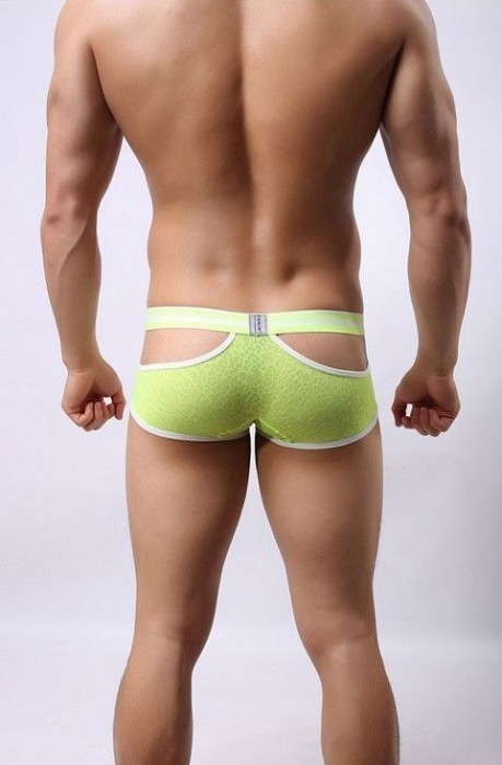 Салатовые мужские трусы-хипсы Cockon X Lace Boxer с вырезами - Cockcon купить с доставкой