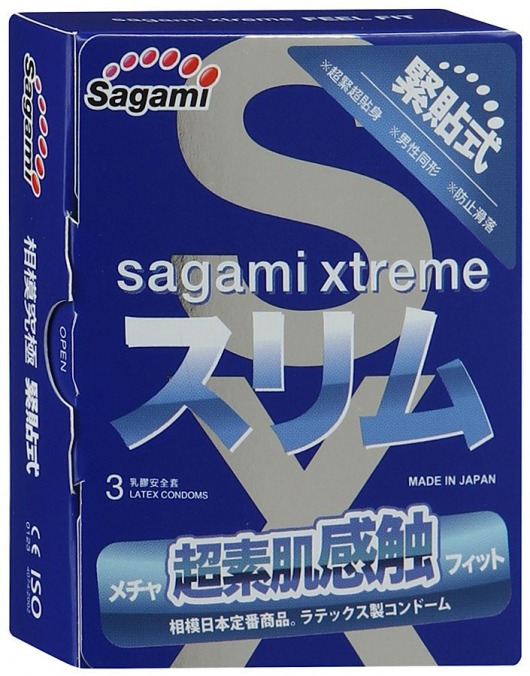 Розовые презервативы Sagami Xtreme FEEL FIT 3D - 3 шт. - Sagami - купить с доставкой в Прокопьевске