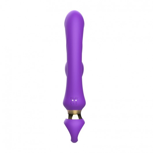 Фиолетовый вибратор-кролик с вакуумной стимуляцией клитора - 24,6 см. - I-MOON