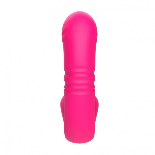 Розовый изогнутый вибратор с фрикциями - 19,7 см. - I-MOON
