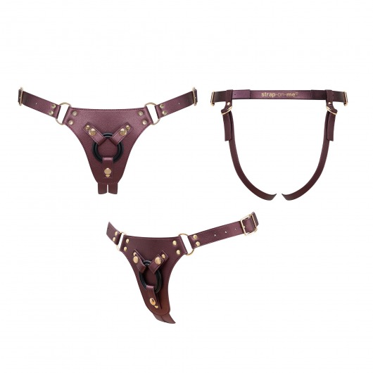 Сливовые трусики для страпона Harais Simili Generous - Strap-on-me - купить с доставкой в Прокопьевске