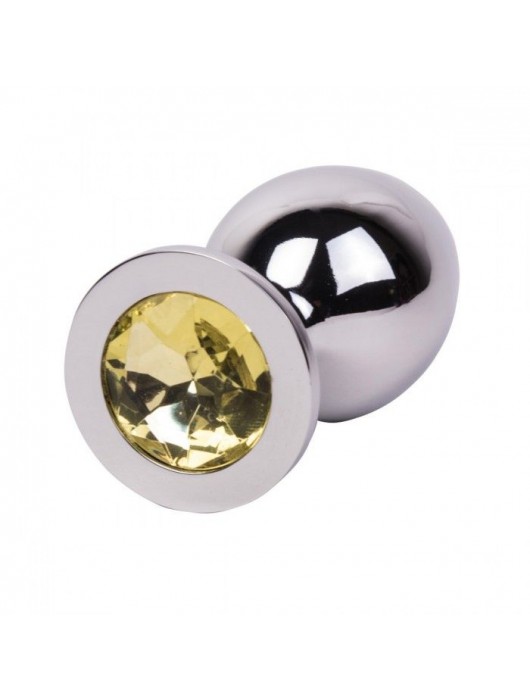 Большой стальной плаг с желтым кристаллом Sweet Lemon - 9,5 см. - Erotic Fantasy - купить с доставкой в Прокопьевске