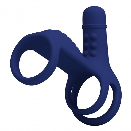Синяя вибронасадка на пенис Vibrating Penis Sling - Baile - в Прокопьевске купить с доставкой