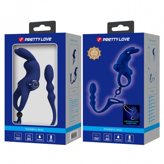 Синее эрекционное виброкольцо со съемным анальным хвостом - Baile - в Прокопьевске купить с доставкой