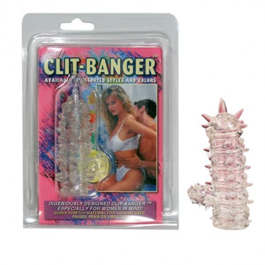 Прозрачная насадка с шипами и клиторальной шишечкой CLIT-BANGER SLEEVE IN CLEAR - Tonga - в Прокопьевске купить с доставкой