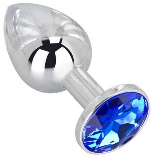 Анальное украшение BUTT PLUG  Small с синим кристаллом - 7 см. - Anal Jewelry Plug - купить с доставкой в Прокопьевске