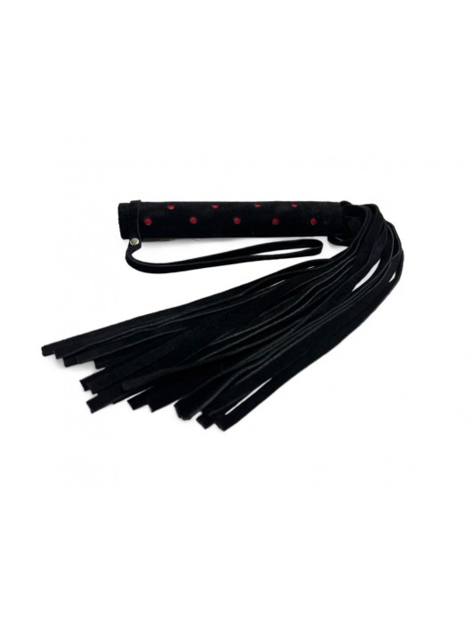 Черная замшевая плеть с красными точками на рукояти Red dot Princess - 43 см. - БДСМ Арсенал - купить с доставкой в Прокопьевске