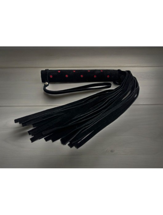 Черная замшевая плеть с красными точками на рукояти Red dot Princess - 43 см. - БДСМ Арсенал - купить с доставкой в Прокопьевске