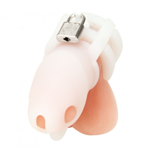 Белая клетка для пениса Silicone Small 2 in Cock Cage With Ball Divider - BlueLine - купить с доставкой в Прокопьевске