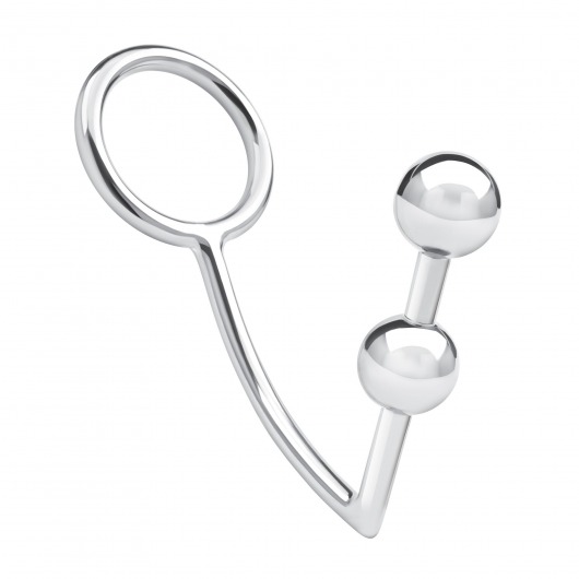 Кольцо на пенис с анальным стимулятором Two Bead Stainless Steel Anal Hook   Cock Ring - BlueLine - в Прокопьевске купить с доставкой