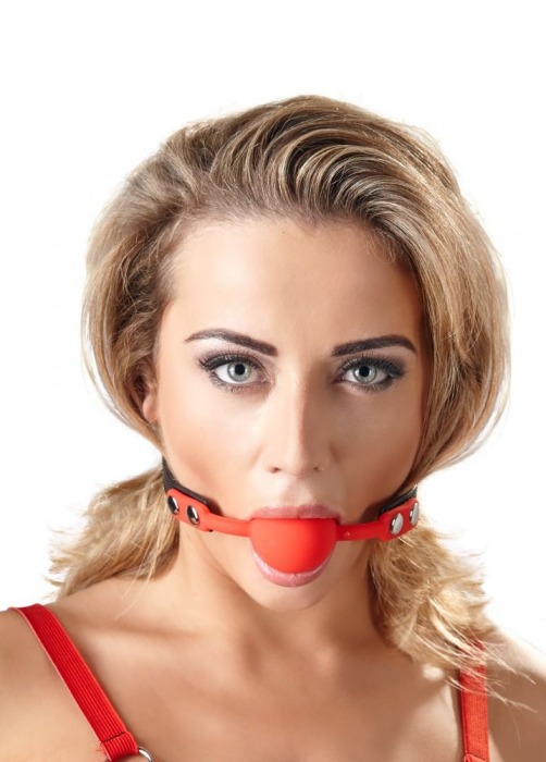 Силиконовый кляп-шар на чёрных ремешках Red Gag silicone - Orion - купить с доставкой в Прокопьевске