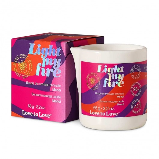Массажная свеча Light My Fire с ароматом моной - 80 мл. - Love to Love - купить с доставкой в Прокопьевске