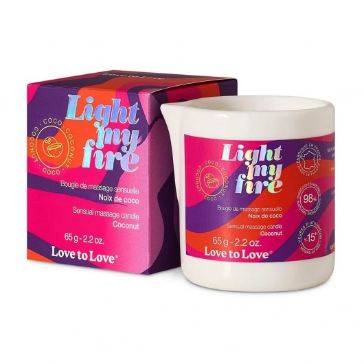 Массажная свеча Light My Fire Coconut с ароматом кокоса - 65 гр. - Love to Love - купить с доставкой в Прокопьевске