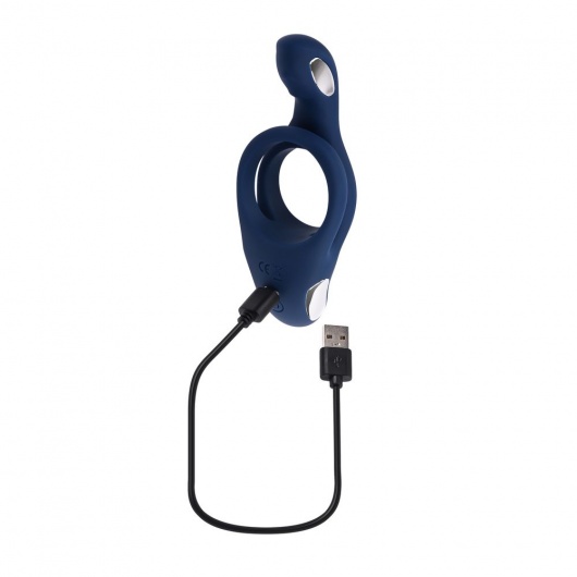 Синее эрекционное виброкольцо с двойным подхватом мошонки Ring Around The Rosy - Zero Tolerance - в Прокопьевске купить с доставкой