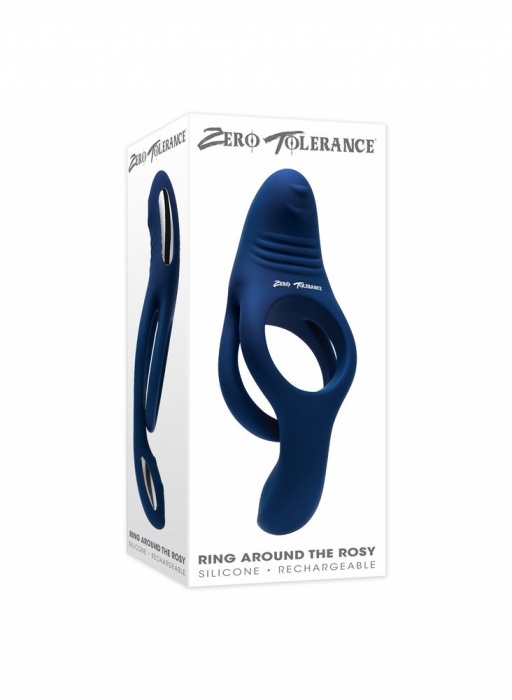 Синее эрекционное виброкольцо с двойным подхватом мошонки Ring Around The Rosy - Zero Tolerance - в Прокопьевске купить с доставкой