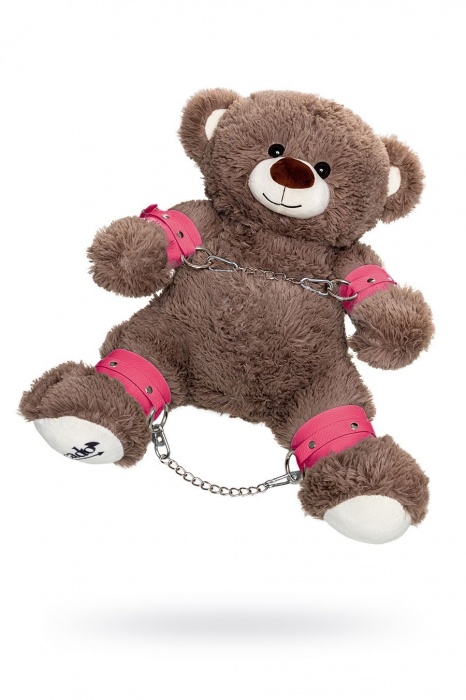 Бондажный набор: бурый мишка с розовыми оковами и наручниками - Pecado - купить с доставкой в Прокопьевске